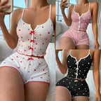 Heart Ribbed Frill Cami Short Set