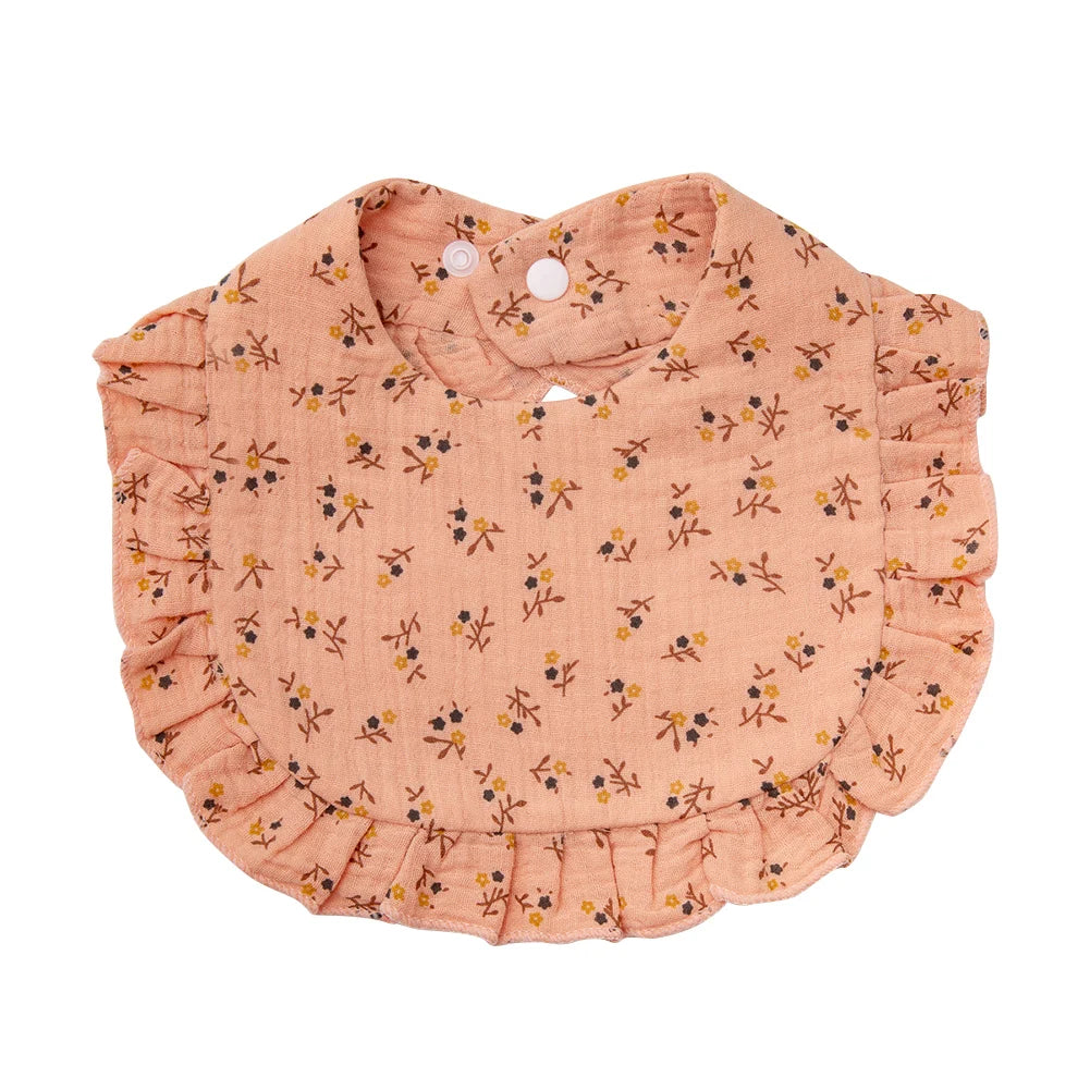 Ruffle Muslin Flower Bib