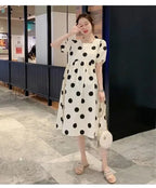 Polka Dot Short-Sleeve Maternity Dress – maternity clothes