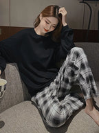 Plaid Nursing Pajama Set (Plus ) – postpartum pajamas for hospital