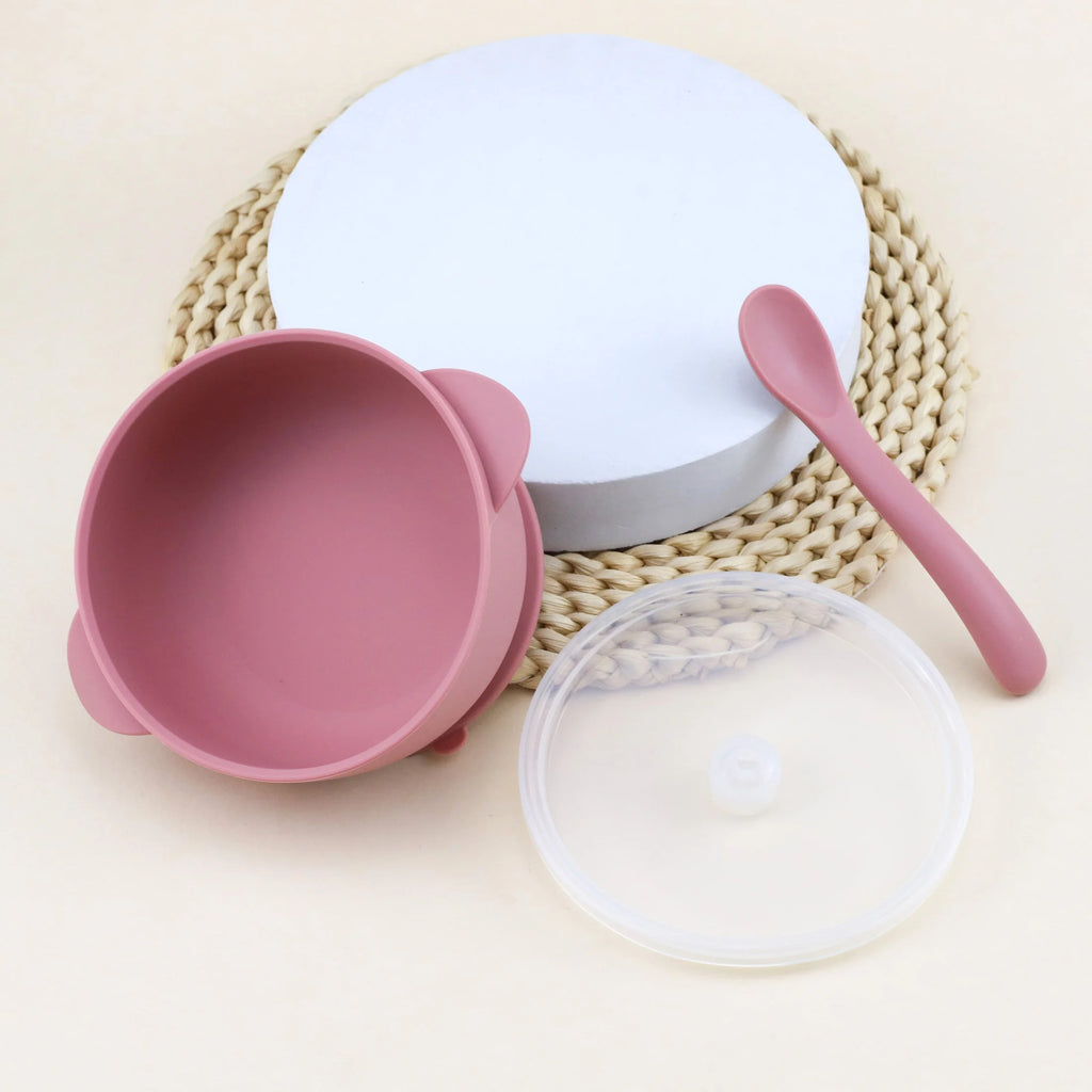 Suction Silicone Bowl Set with Lid & Spoon – suction bowl