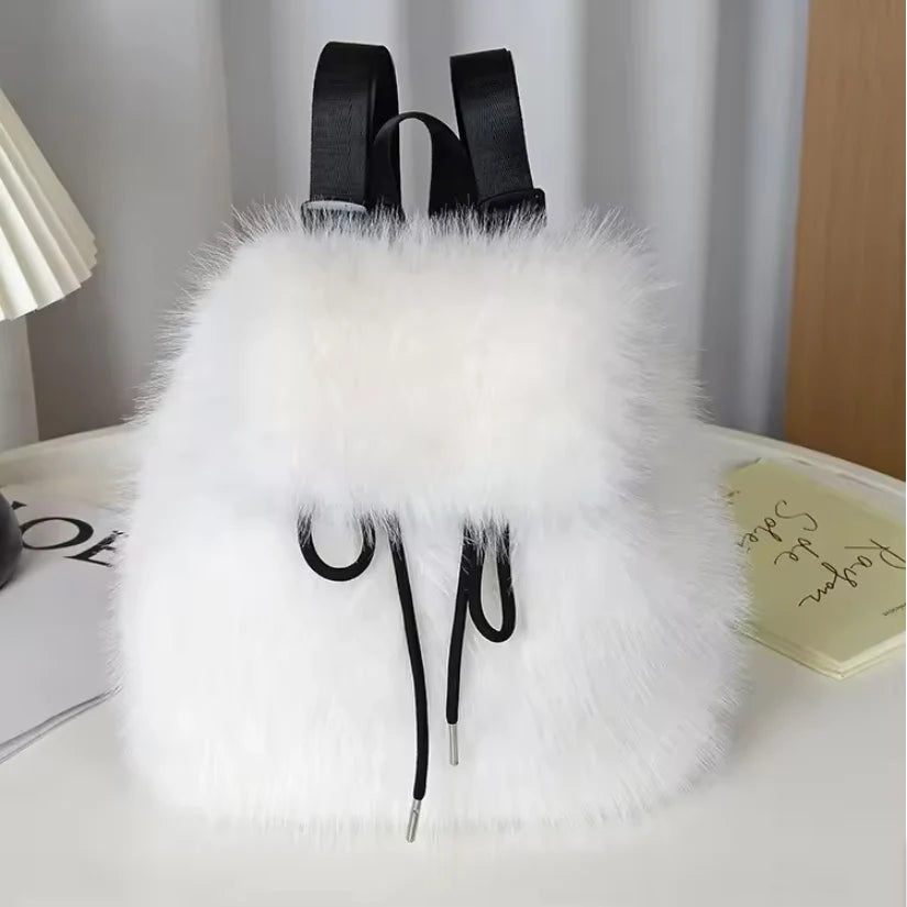 Faux Fur Drawstring Backpack