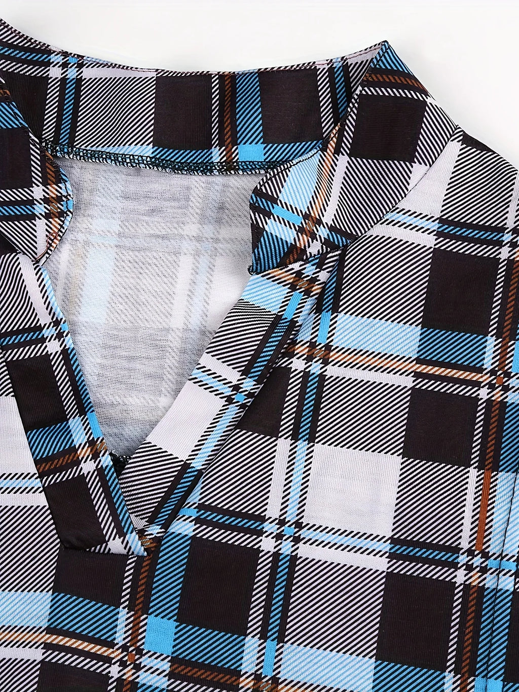V-Neck Plaid Short-Sleeve Nursing Tee