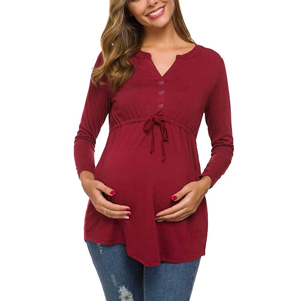 Tie-Waist Long-Sleeve Nursing Top