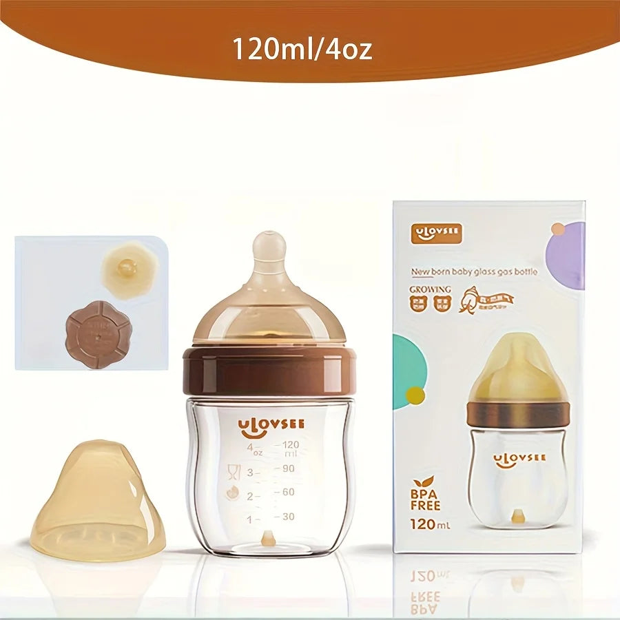 Wide-Neck Borosilicate Glass Baby Bottle 4oz/8oz