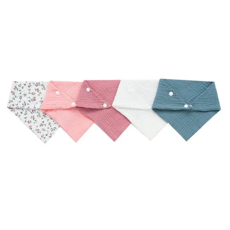 5pc Muslin Triangle Bandana Bibs