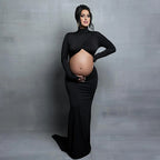 Turtleneck Cut-Out Bump Maternity Photoshoot Gown