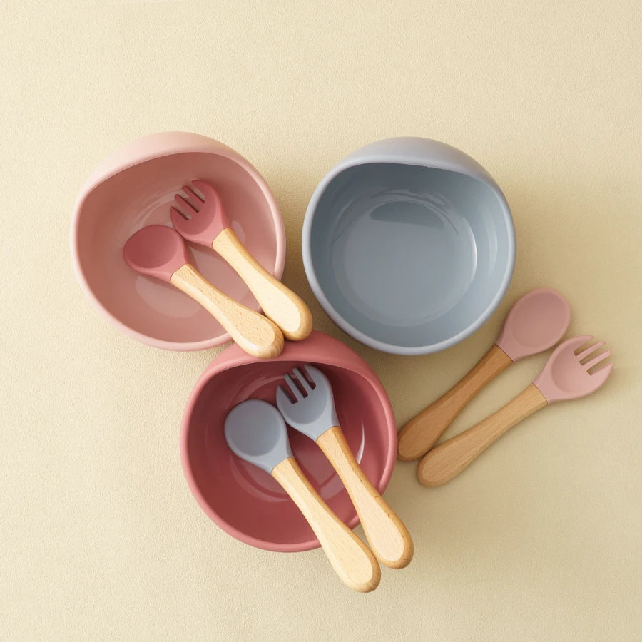 3-Piece Suction Bowl, Spoon & Fork Set