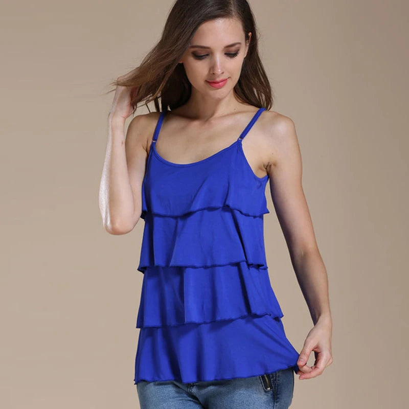 Tiered Ruffle Lift-Up Nursing Tank Top
