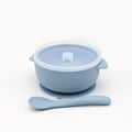 Suction Silicone Bowl Set with Lid & Spoon in Dusty Blue – suction bowl