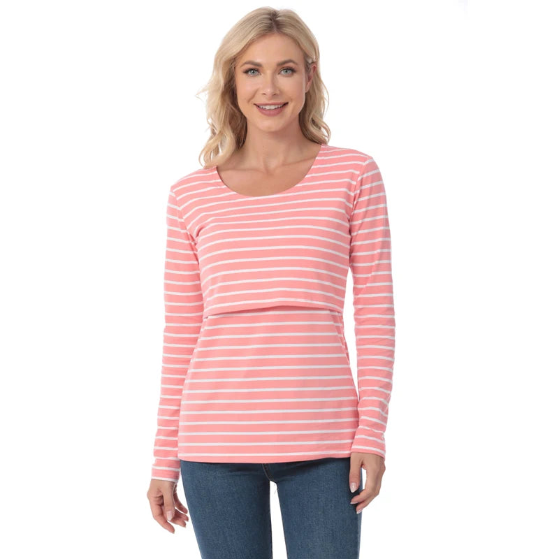 Striped Long-Sleeve Nursing Tee