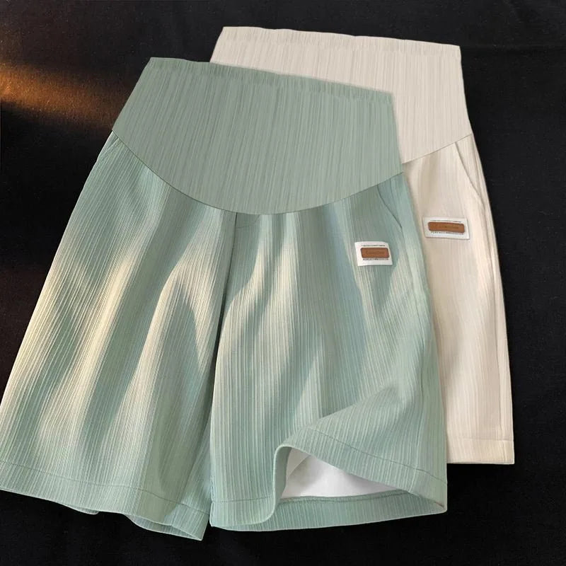 Ice Silk Wide-Leg Maternity Shorts