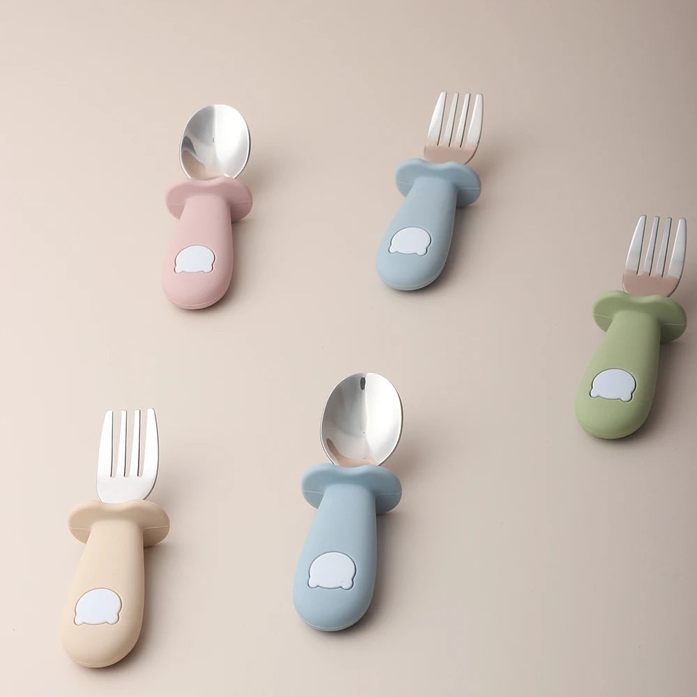 Panda Stainless Steel Baby Spoon & Fork Set – toddler utensils