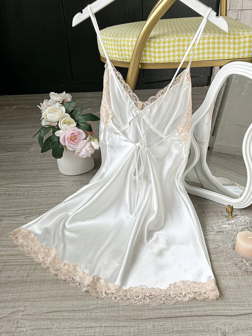 Satin Lace-Trim Chemise