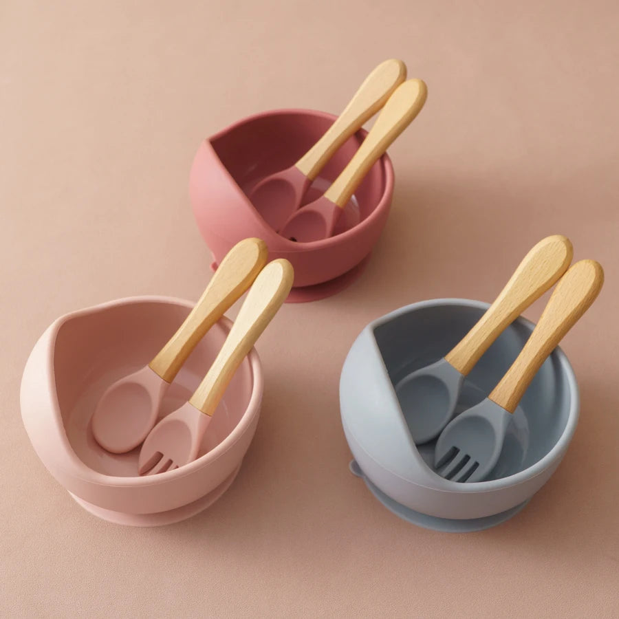 3-Piece Suction Bowl, Spoon & Fork Set