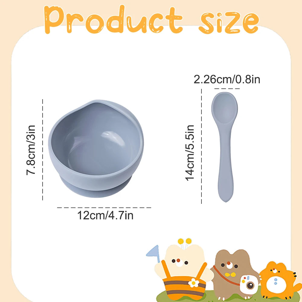 Silicone Suction Bowl & Spoon Set (2-Piece) – Silicone Baby Bowl