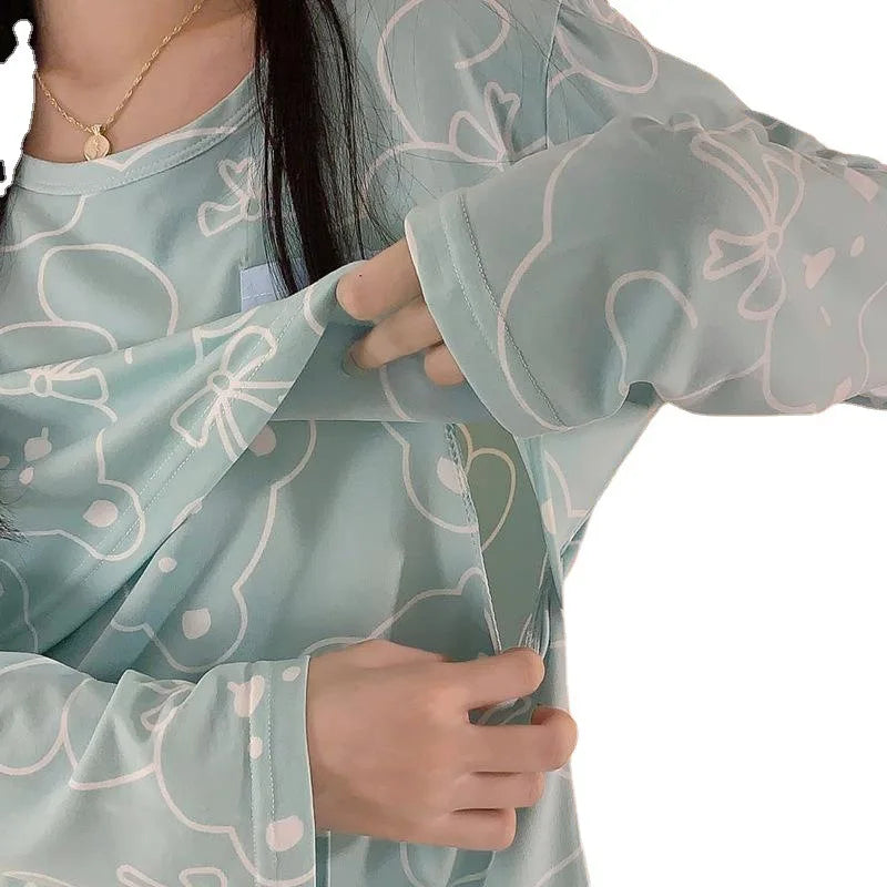 Long-Sleeve Maternity Nursing Pajama Set