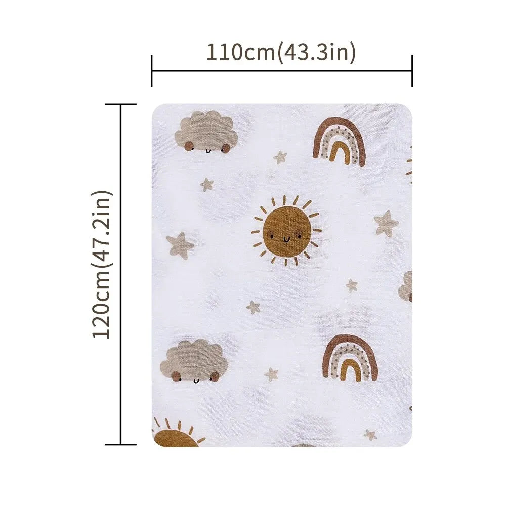 Bamboo Cotton Muslin Swaddle Blanket 120x110cm