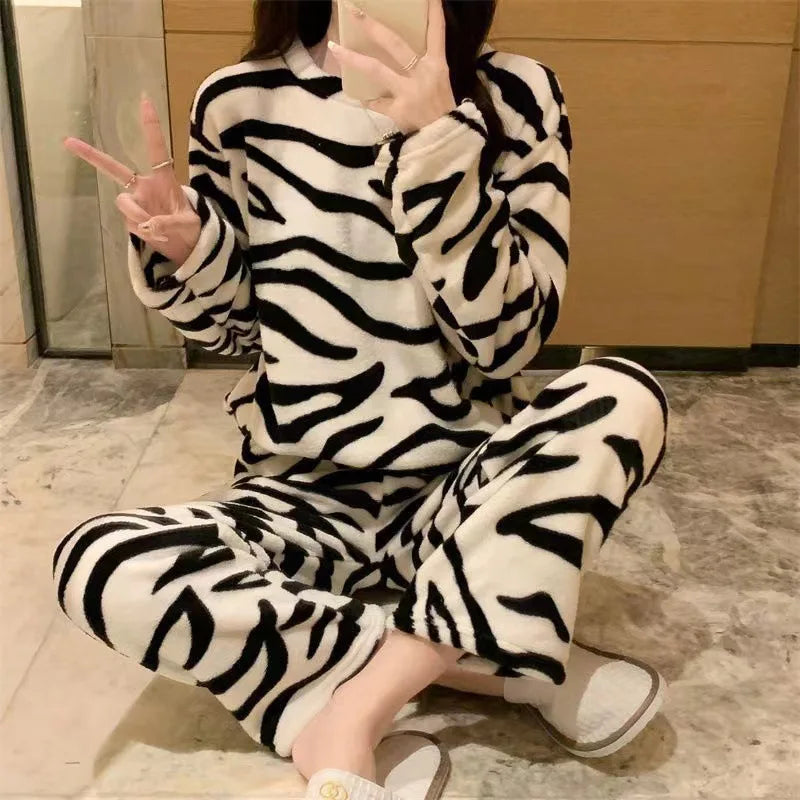 Zebra Plush Fleece Pajama Set, view 2