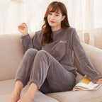Coral Velvet Maternity Pajama Set