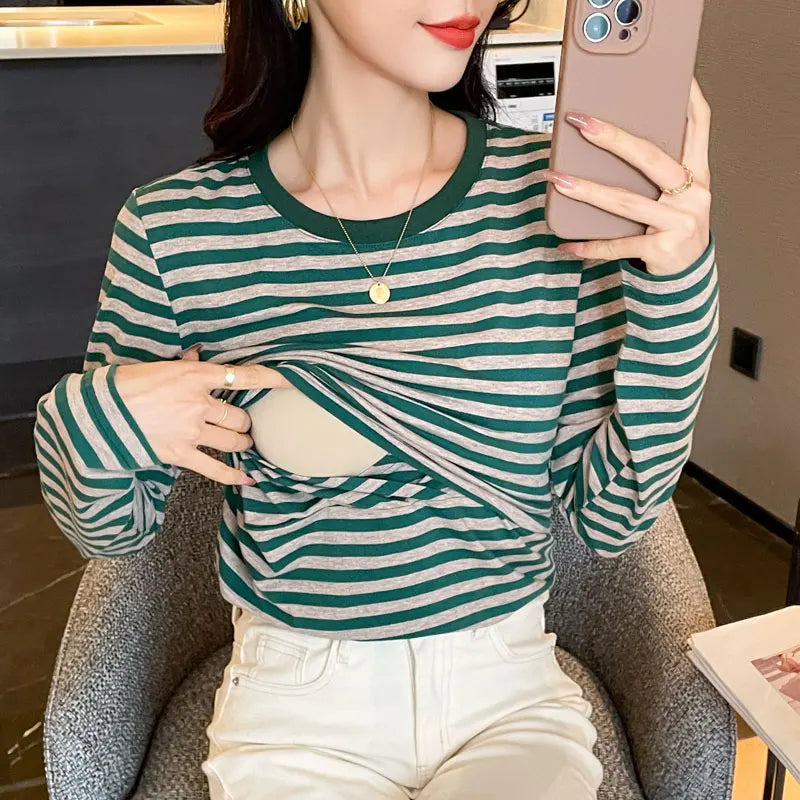 Lace Faux Two-Piece Nursing Top