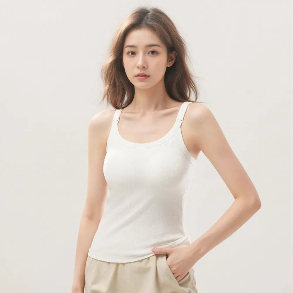Ribbed Nursing Cami with Built-in Cups