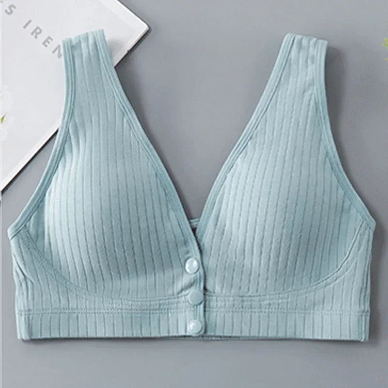 Ribbed Cotton Front-Zip Nursing Bra