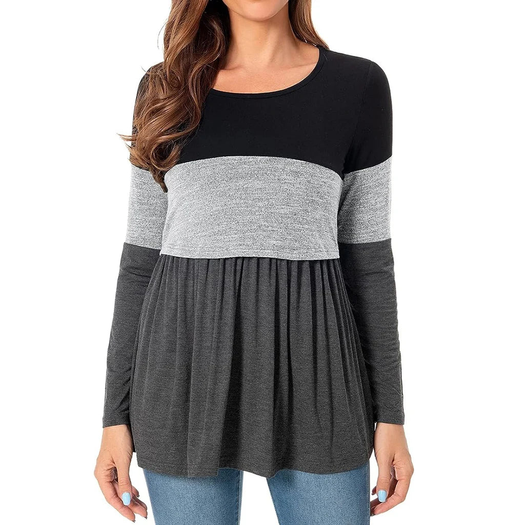 Patchwork Long-Sleeve Nursing Top