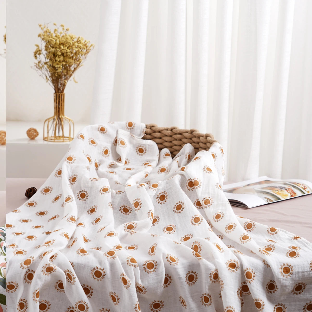 Bamboo Cotton Muslin Swaddle Blanket 120x110cm