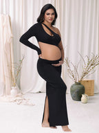 One-Shoulder Cut-Out Maternity Photoshoot Gown – baby shower dress