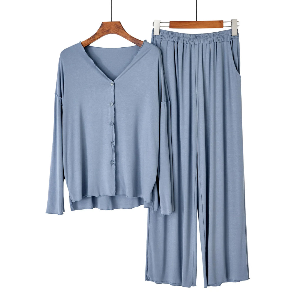 Soft Cotton Cardigan Pajama Set – women's sleepwear