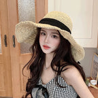 Wide Brim Straw Sun Hat with Bow – wide brim hat