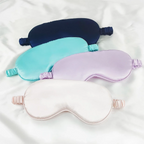 Satin sleep masks in navy, mint, lilac and white