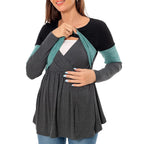 Patchwork Long-Sleeve Nursing Top