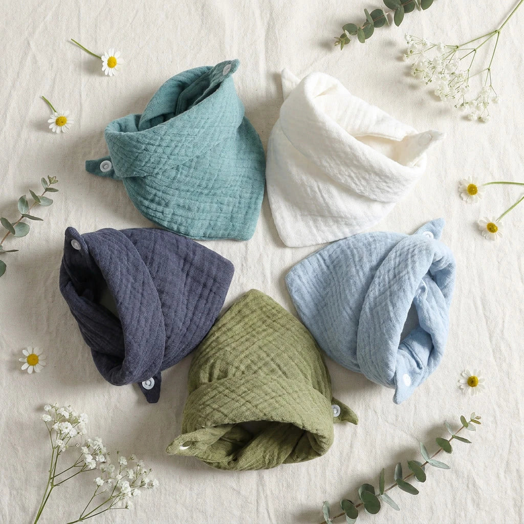 Cotton Bandana Drool Bibs 5-Pack