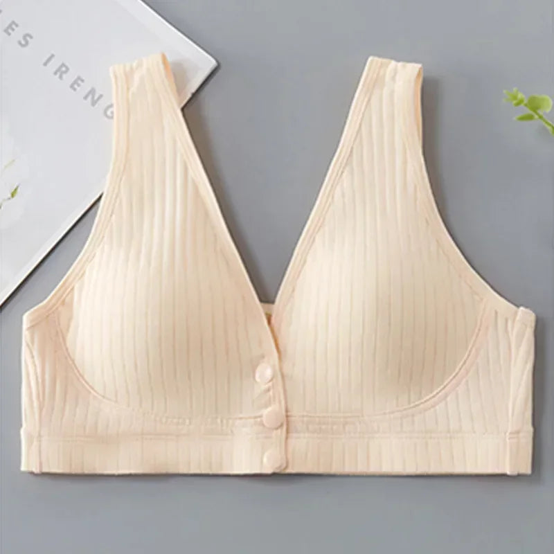 Ribbed Cotton Front-Zip Nursing Bra