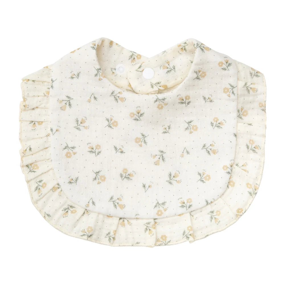 Ruffle Muslin Flower Bib