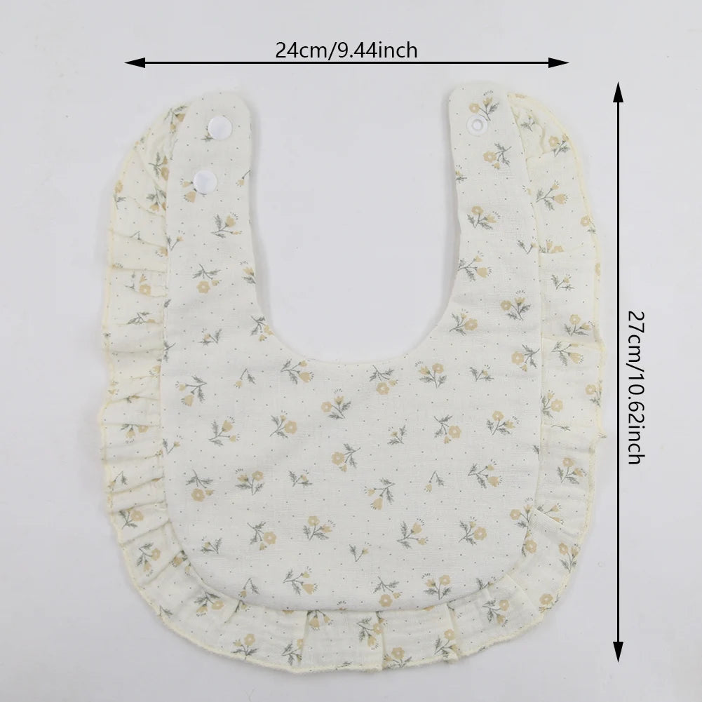 Ruffle Muslin Flower Bib