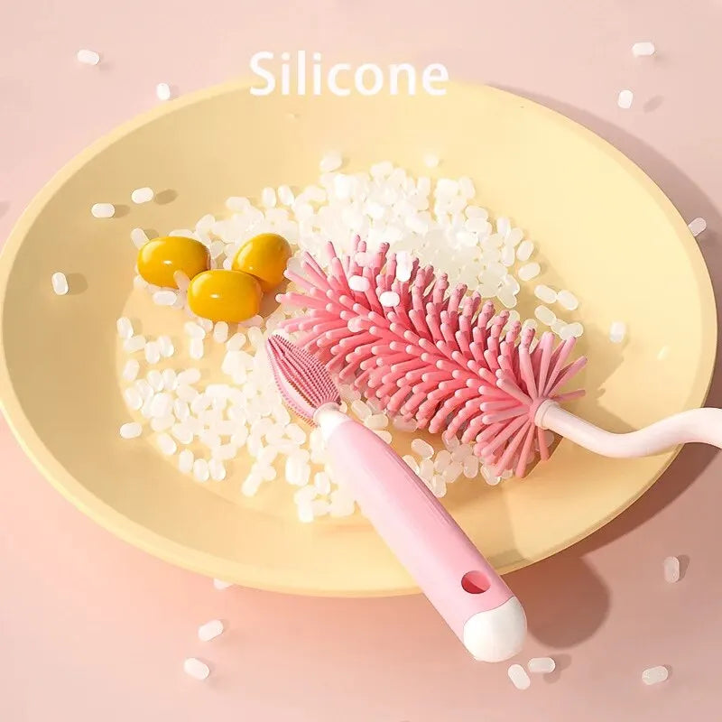 360° Rotating Silicone Bottle & Nipple Brush Set