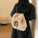 Faux Fur Drawstring Backpack – everyday backpack
