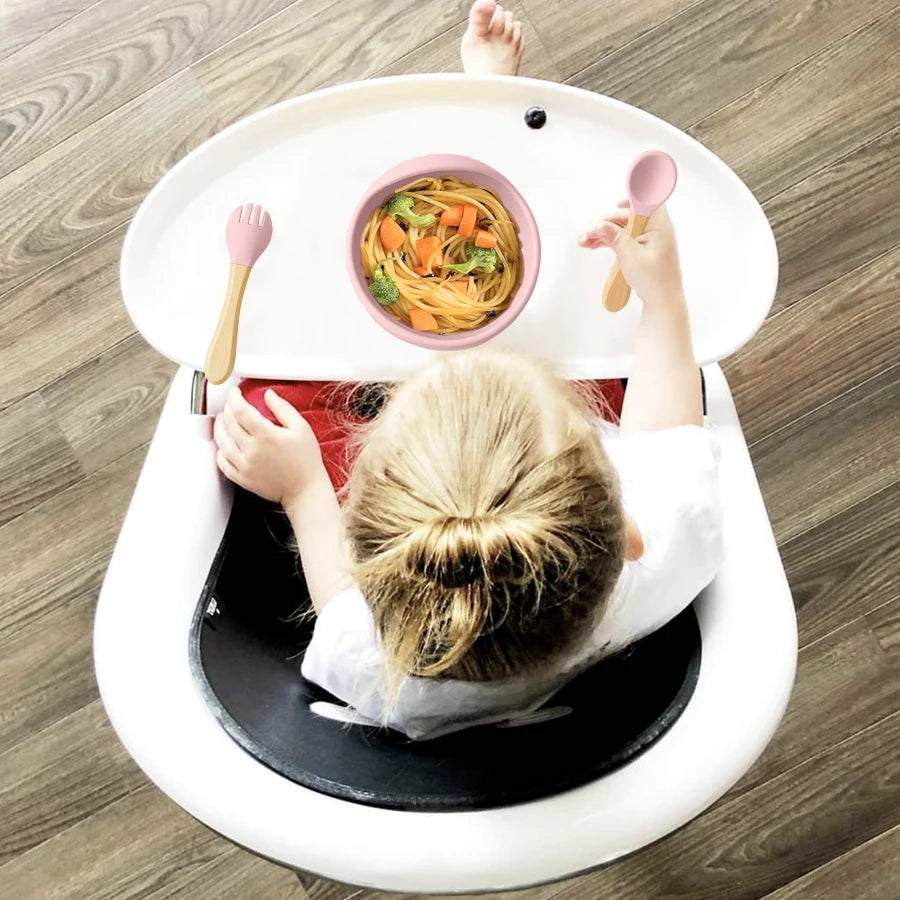 3-Piece Suction Bowl, Spoon & Fork Set