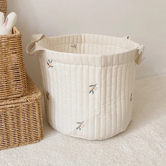 Quilted Bear Embroidered Nursery Caddy Basket