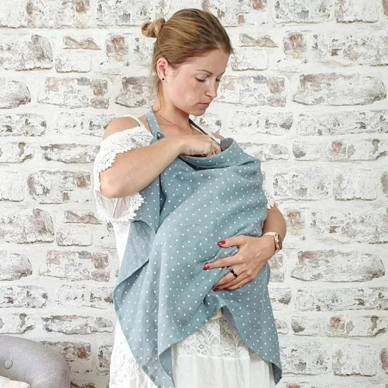 Breathable Muslin Nursing Cover with Arched Neckline