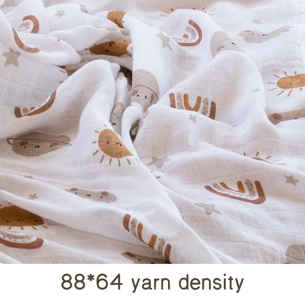 Bamboo Cotton Muslin Swaddle Blanket 120x110cm – Newborn Swaddle