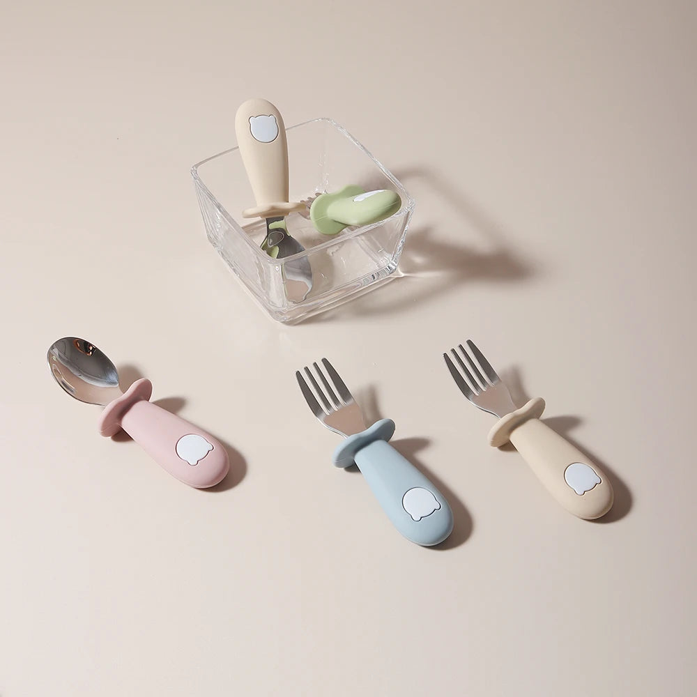 Panda Stainless Steel Baby Spoon & Fork Set – baby feeding set