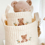 Quilted Bear Embroidered Nursery Caddy Basket – nursery essentials