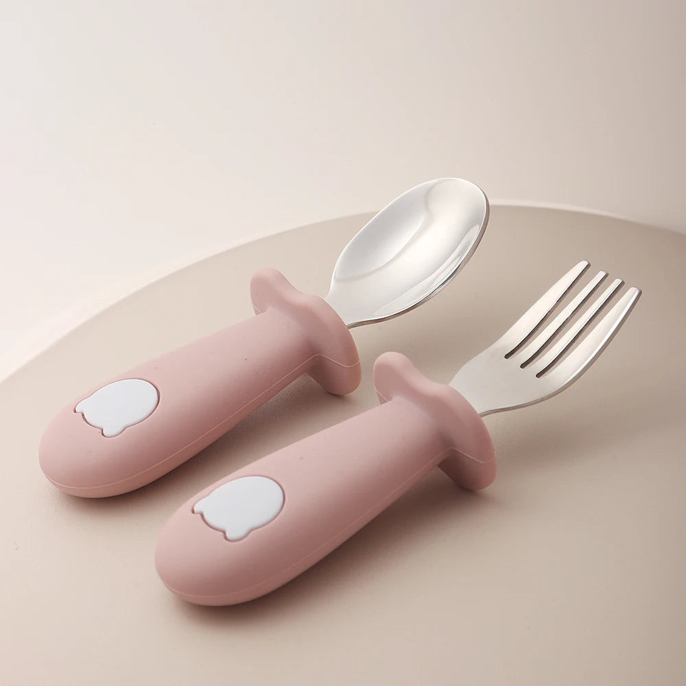 Panda Stainless Steel Baby Spoon & Fork Set