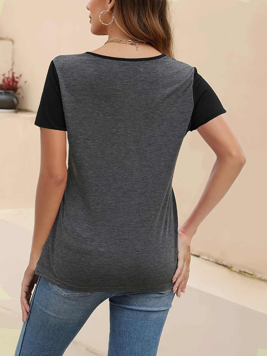 Colour-Block Short-Sleeve Nursing Tee
