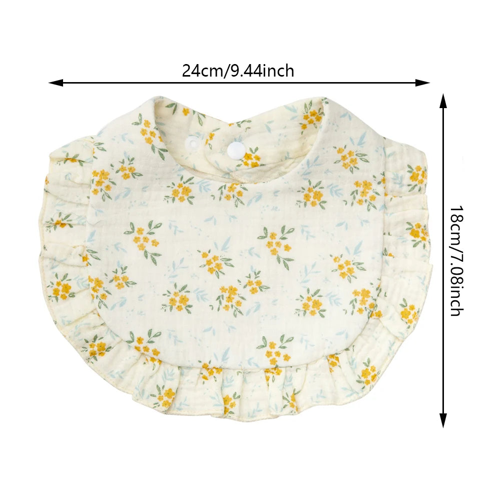 Ruffle Muslin Flower Bib