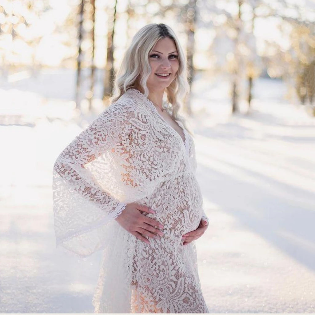 Boho Lace Maternity Photoshoot Gown